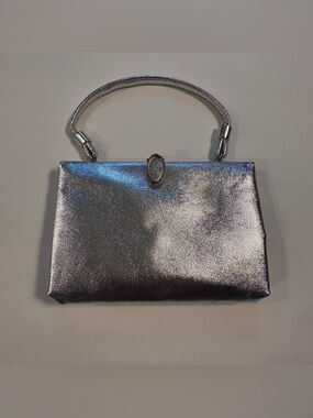 Vintage 1950s After Five Silver Foil Evening Bag Clutch MCM Glam Prom Purse
